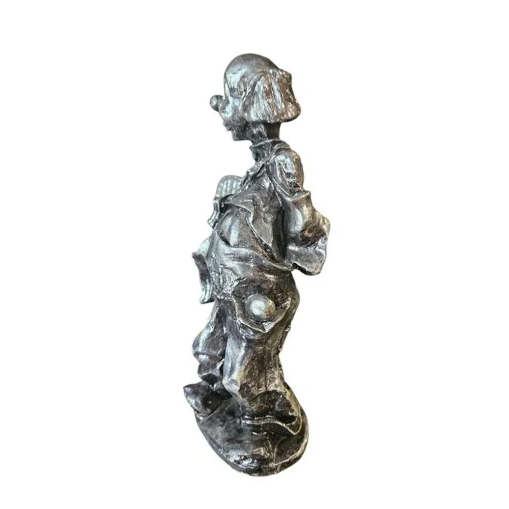Vintage Clown Figurine with Tennis Racket  Plaster Statue, Collectible Décor